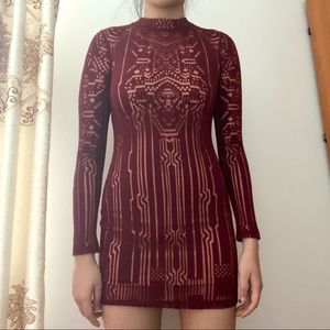 Material Girl Burgundy Mesh Dress